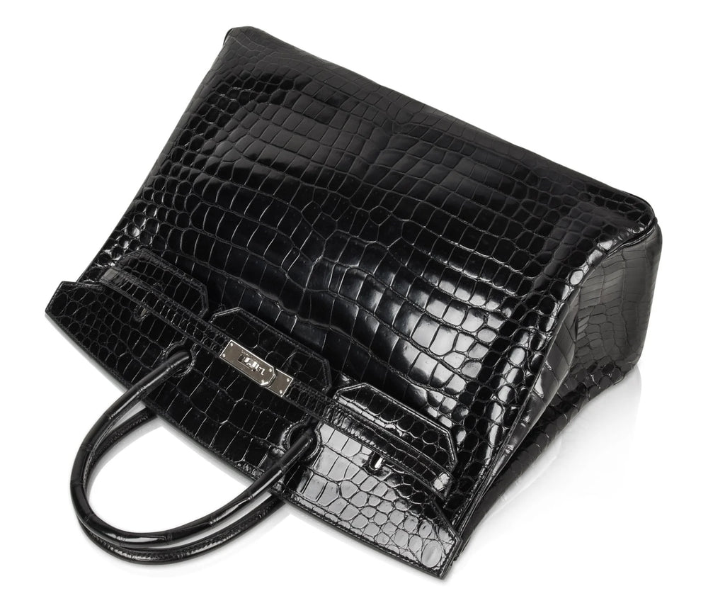 Birkin 40 Bag Black Porosus Crocodile Palladium