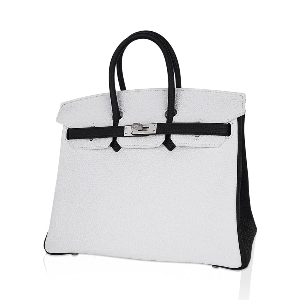 Birkin HSS 25 Bag White w/ Black Brushed Palladium Hardware