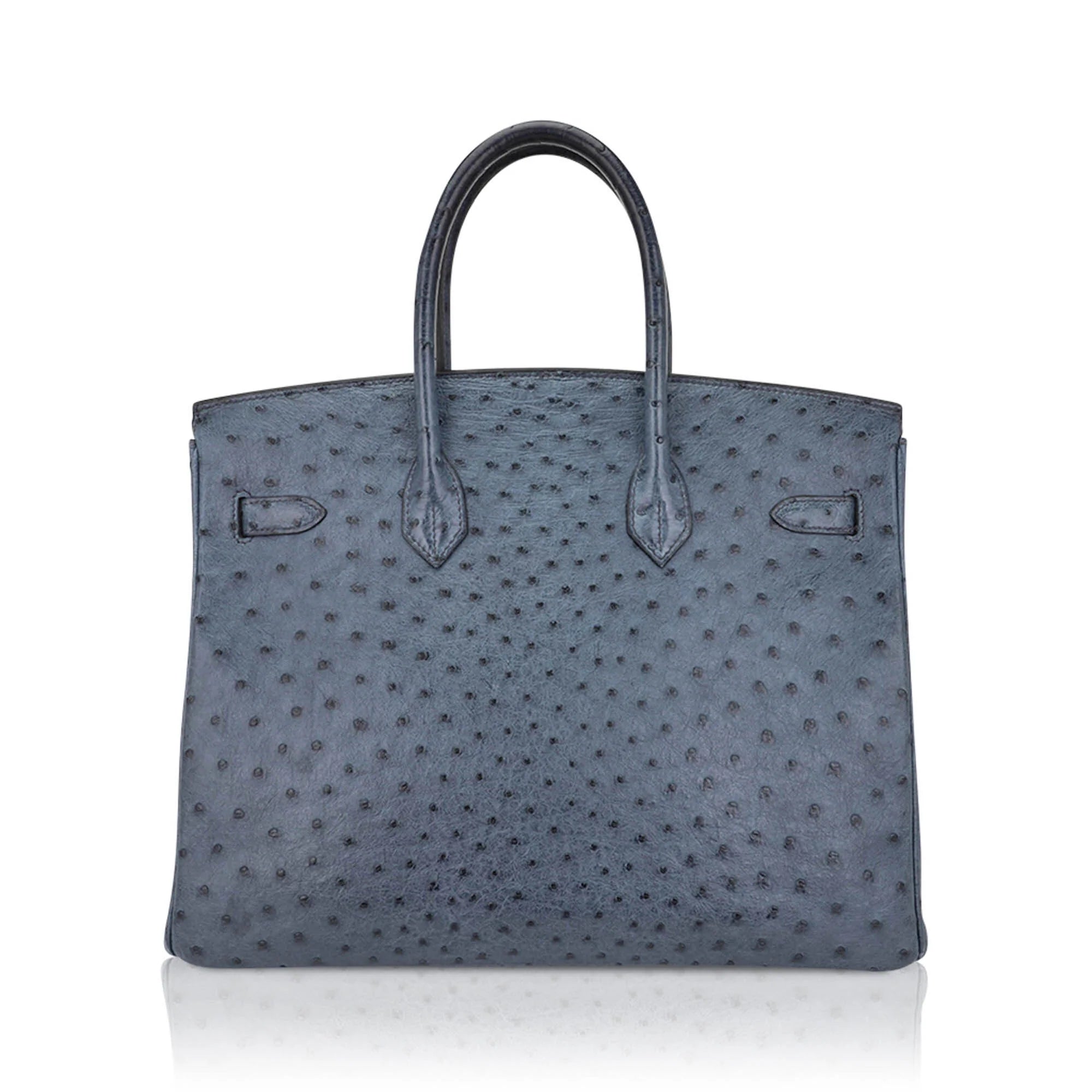 Birkin Vintage 35 Bag Blue Roi Ostrich Palladium Hardware