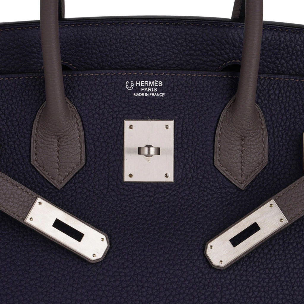 Special Order HSS Birkin 30 Bag Blue Nuit & Etain Togo Leather with Brushed Palladium Hardware
