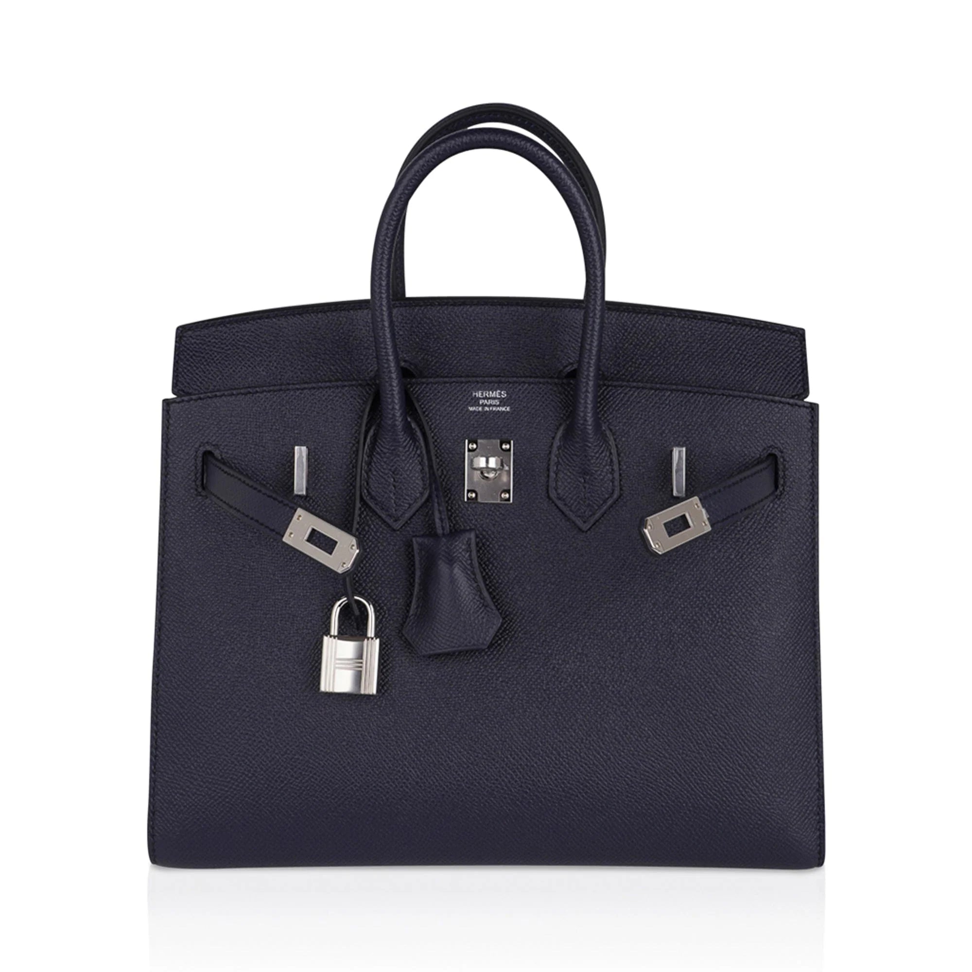 Birkin Sellier 25 Bag Blue Indigo Epsom Leather with Palladium Hardware