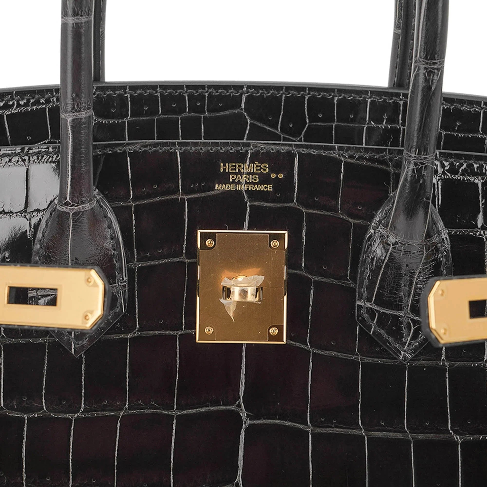 Birkin Bag, Crocodile-Grain Top-Grain Cowhide Leather, In-Seam Gold Hardware