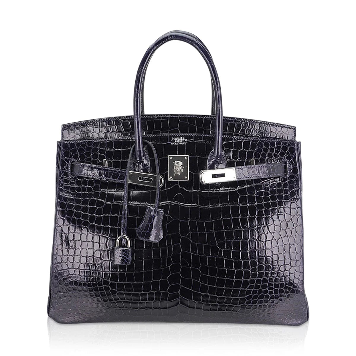 Birkin 35 Bag Blue Marine Porosus Crocodile with Palladium Hardware