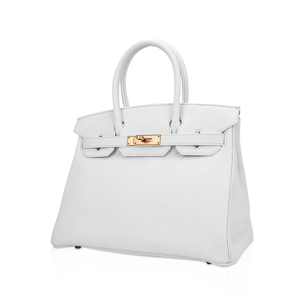 Special Order HSS Birkin 30 Bag White & Orange Clemence Leather with Rose Gold Hardware