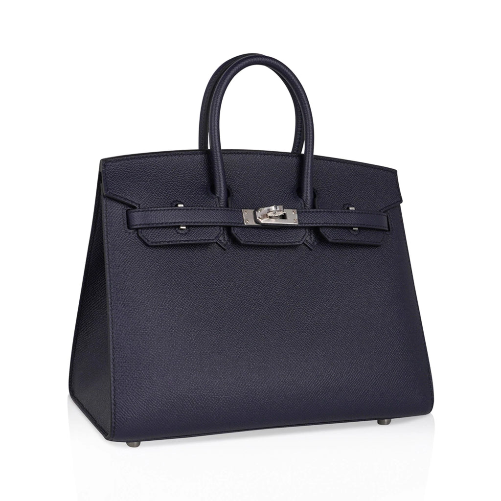Birkin Sellier 25 Bag Blue Indigo Epsom Leather with Palladium Hardware