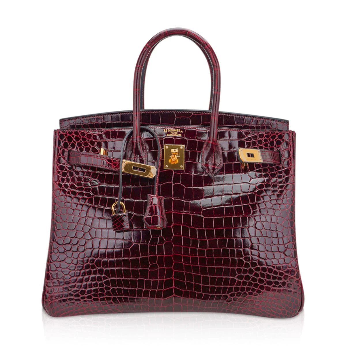 Birkin 35 Bag Bordeaux Porosus Crocodile with Gold Hardware
