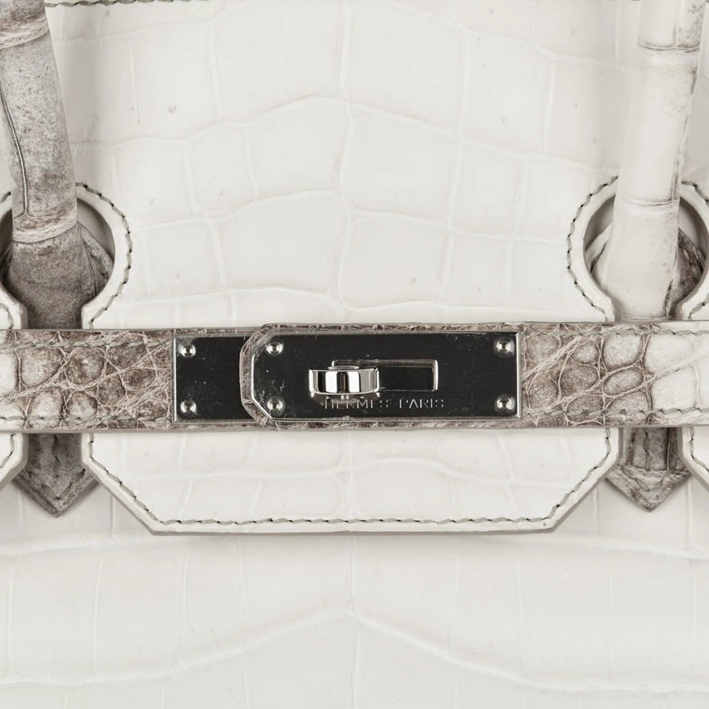 Birkin 35 Himalaya Blanc Crocodile Palladium Hardware