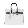 Birkin HSS 25 Bag White w/ Black Brushed Palladium Hardware