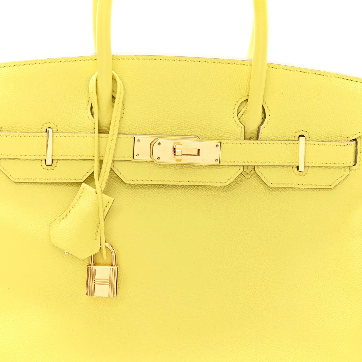 Birkin25 Sellier Jaune Milton Veau Epsom Silver Handbag